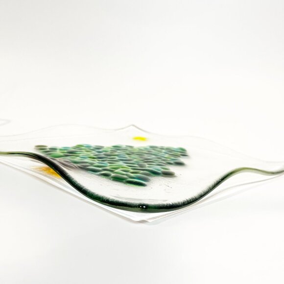 Fused Glass Decorative Plate Dish Christmas Tree Star 6.5" x 6.5" Signed - Picture 4 of 4